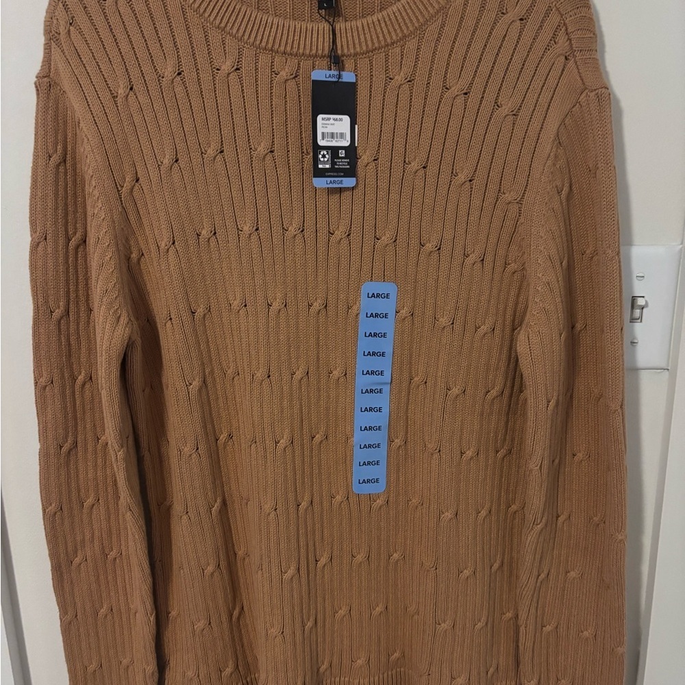 Express Men's Camel Crewneck Sweater
